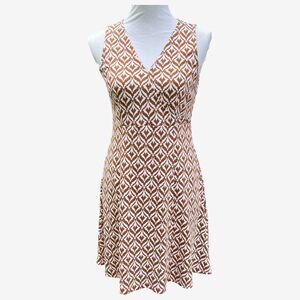 New York & Co dress M brown white sleeveless VNeck
